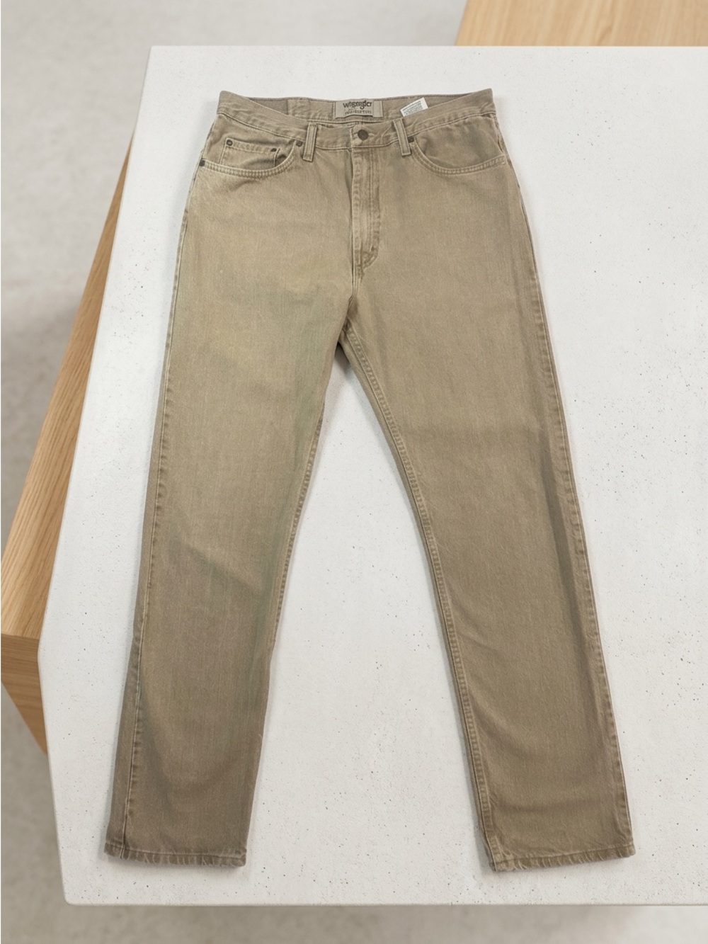 Wrangler Authentics Men's Regular Fit Straight Leg Jeans Khaki Tan 34x34